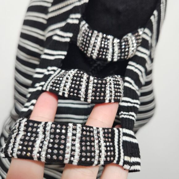 Striped Black and White Top with BEBE Embellishments Size Medium - Picture 5 of 7